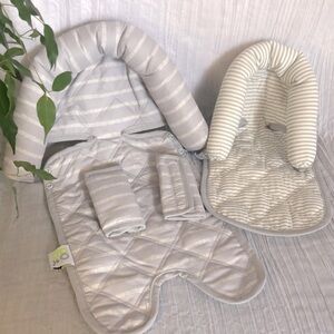 GO by Goldbug DUO 2 piece head support & strap cover set gray & white